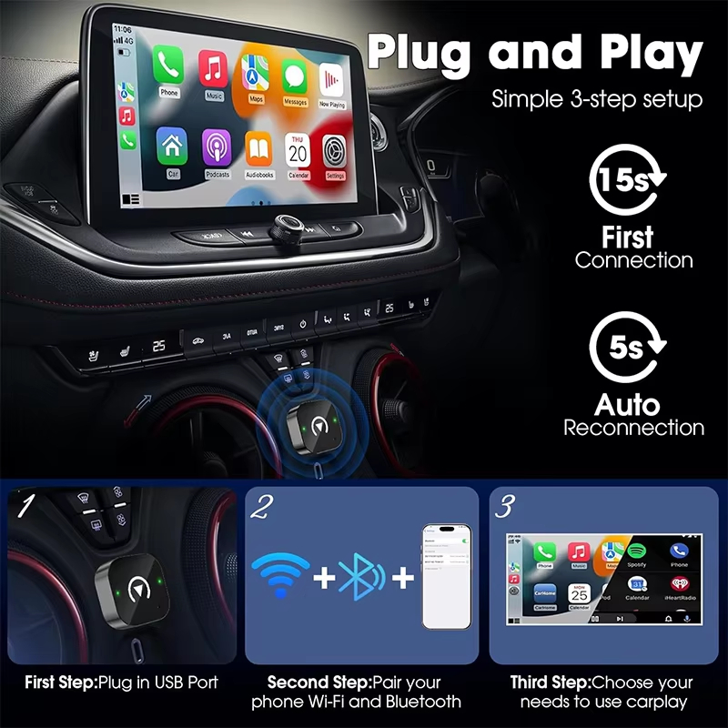 Adaptador Inalámbrico CarPlay  - Car Accessories Usa reseña y precio