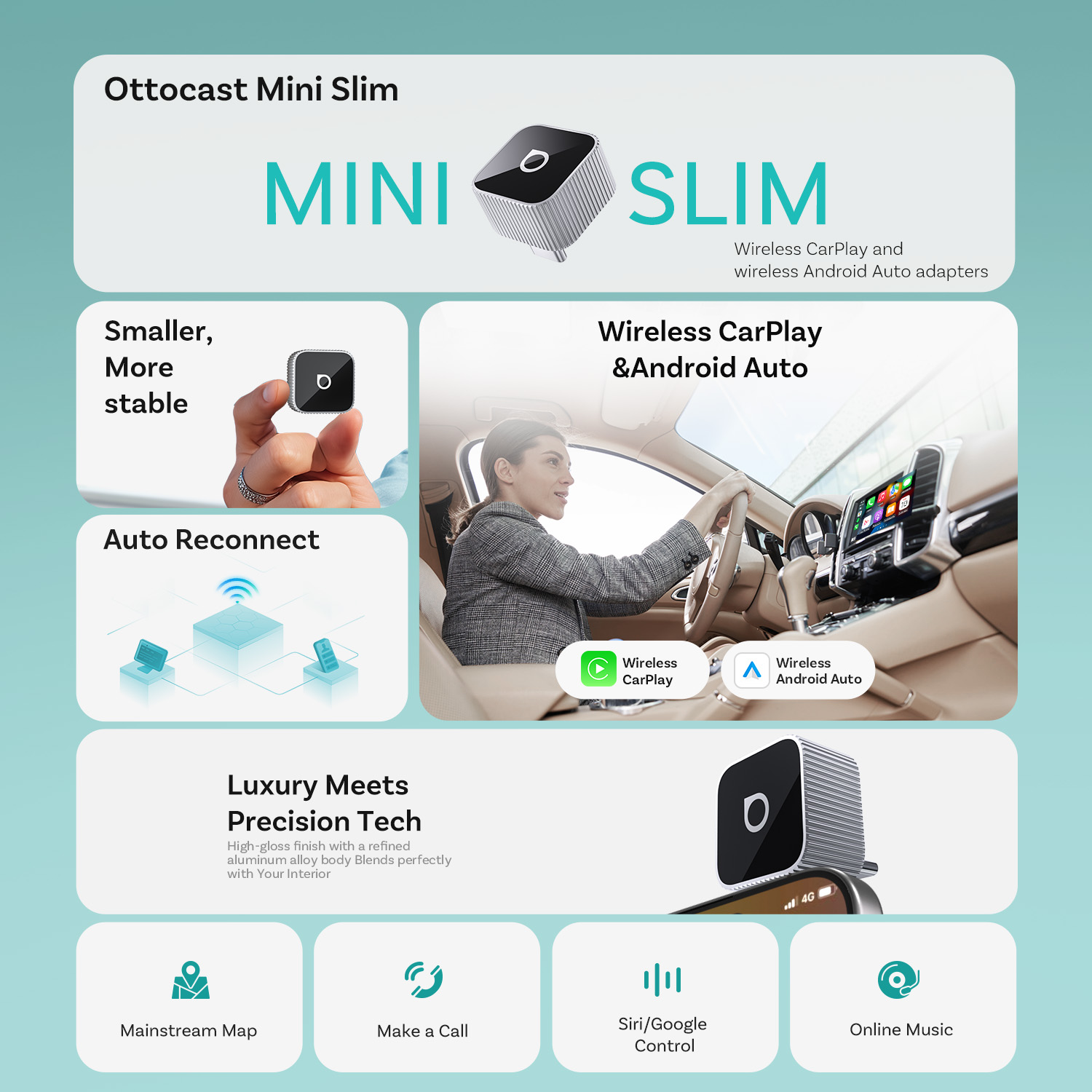 Ottocast Mini Slim Wireless Ca - Car Accessories Usa reseña y precio